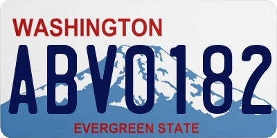 WA license plate ABV0182
