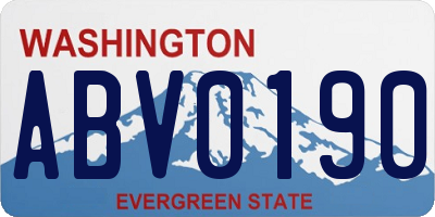 WA license plate ABV0190