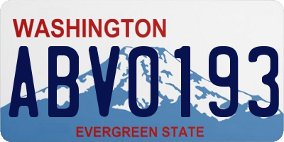 WA license plate ABV0193