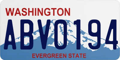 WA license plate ABV0194