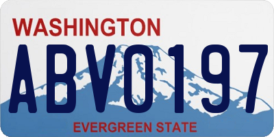 WA license plate ABV0197