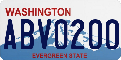 WA license plate ABV0200