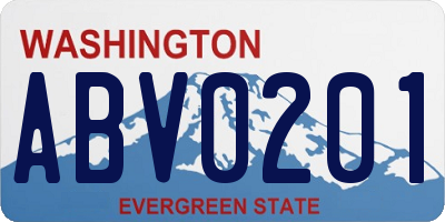 WA license plate ABV0201