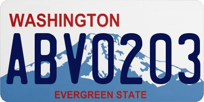 WA license plate ABV0203