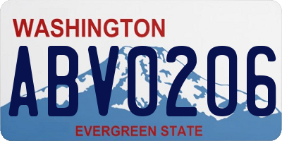 WA license plate ABV0206