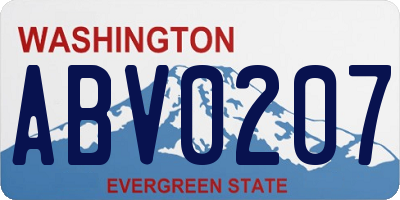 WA license plate ABV0207