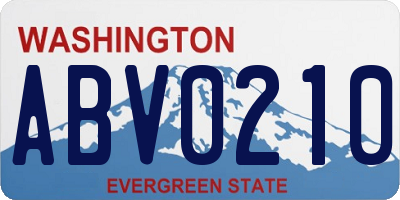 WA license plate ABV0210