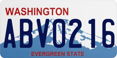 WA license plate ABV0216