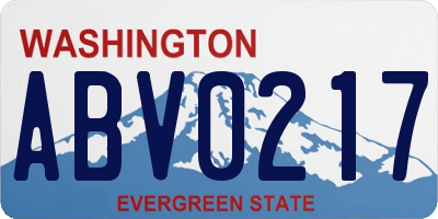 WA license plate ABV0217