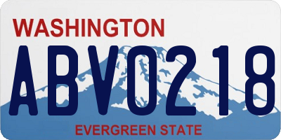 WA license plate ABV0218