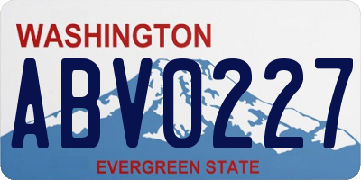 WA license plate ABV0227