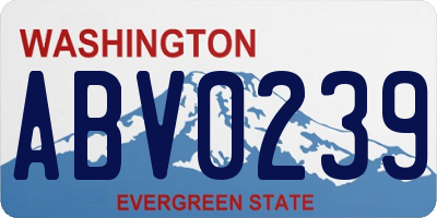 WA license plate ABV0239
