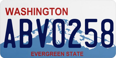 WA license plate ABV0258