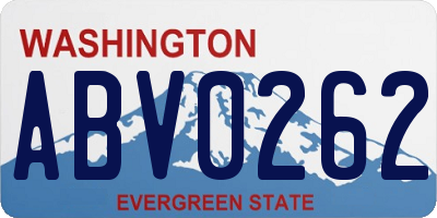 WA license plate ABV0262