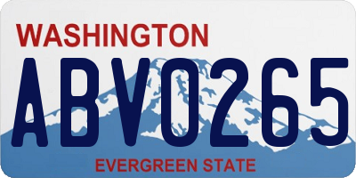 WA license plate ABV0265