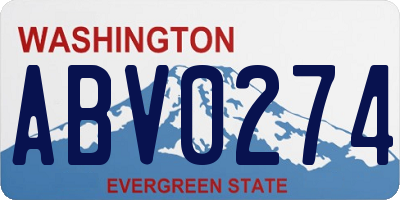 WA license plate ABV0274