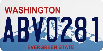 WA license plate ABV0281