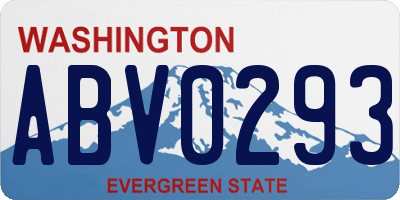 WA license plate ABV0293