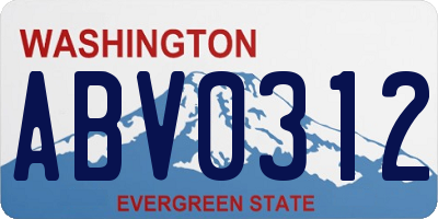WA license plate ABV0312
