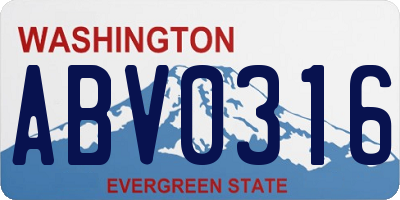 WA license plate ABV0316