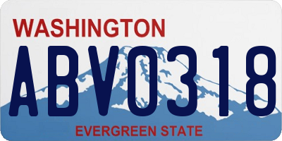 WA license plate ABV0318