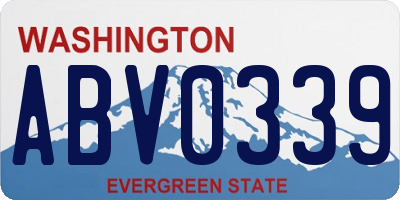 WA license plate ABV0339