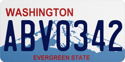 WA license plate ABV0342