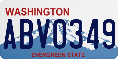 WA license plate ABV0349