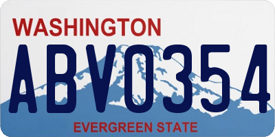 WA license plate ABV0354