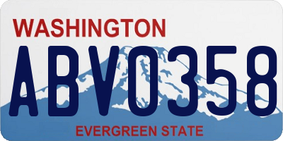 WA license plate ABV0358