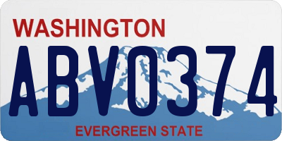 WA license plate ABV0374