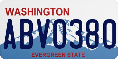 WA license plate ABV0380