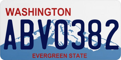 WA license plate ABV0382