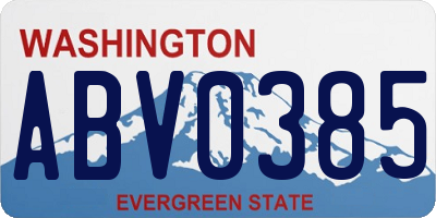 WA license plate ABV0385