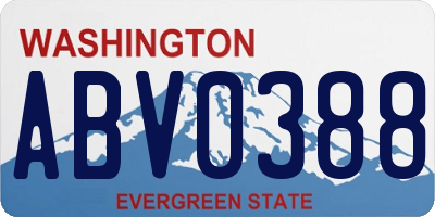 WA license plate ABV0388