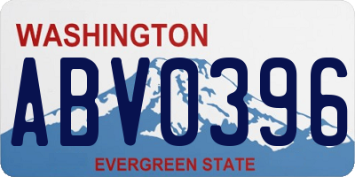 WA license plate ABV0396