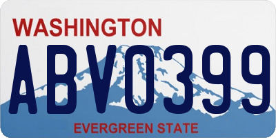 WA license plate ABV0399