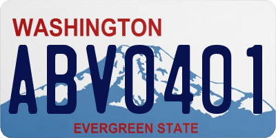 WA license plate ABV0401