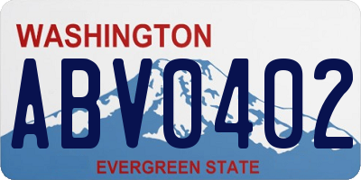 WA license plate ABV0402