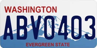 WA license plate ABV0403