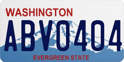 WA license plate ABV0404