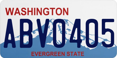 WA license plate ABV0405