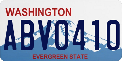 WA license plate ABV0410