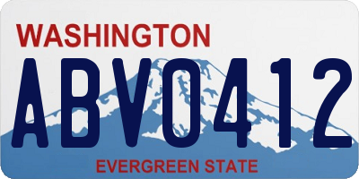 WA license plate ABV0412
