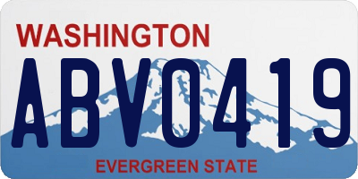 WA license plate ABV0419