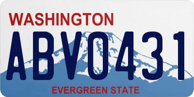WA license plate ABV0431