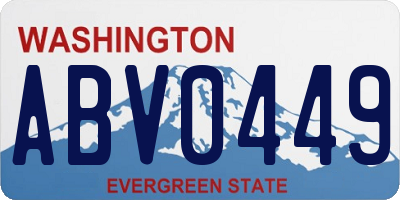 WA license plate ABV0449