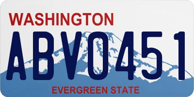 WA license plate ABV0451