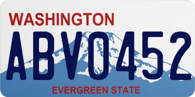WA license plate ABV0452
