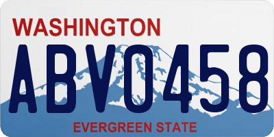 WA license plate ABV0458